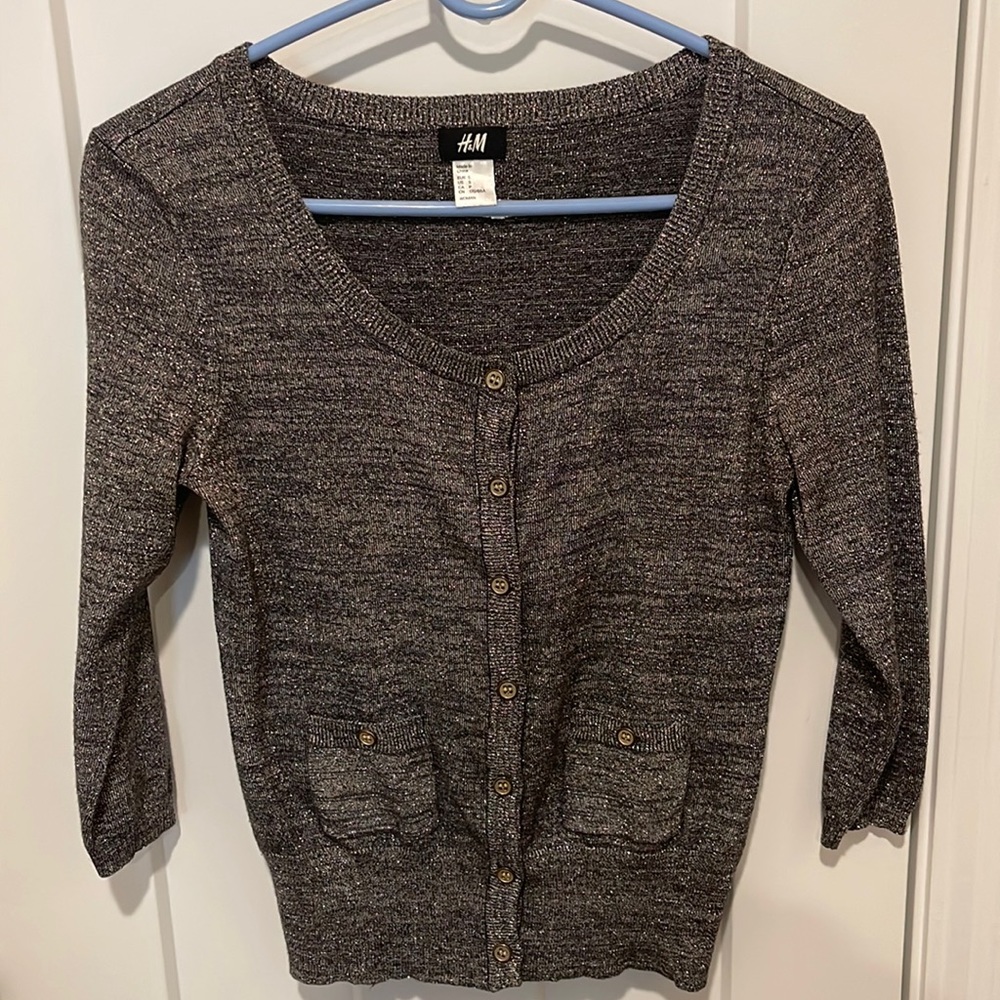 H&M 3/4 shimmery cardigan/sweater - size small